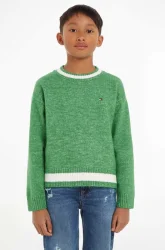 Tommy Hilfiger gyerek gyapjúkeverékből készült pulóver zöld, meleg