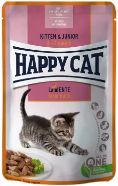 Happy Cat Kitten & Junior Land Ente alutasakos eledel - Kacsa 85 g