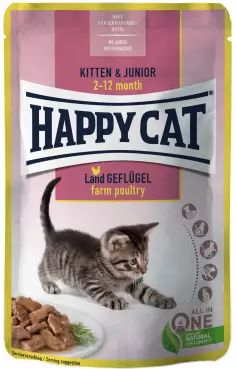 Happy Cat Kitten & Junior Land Geflügel alutasakos eledel - Baromfi 85 g