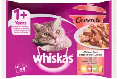 Whiskas 1+ Casserole klasszikus válogatás 4 x 85 g